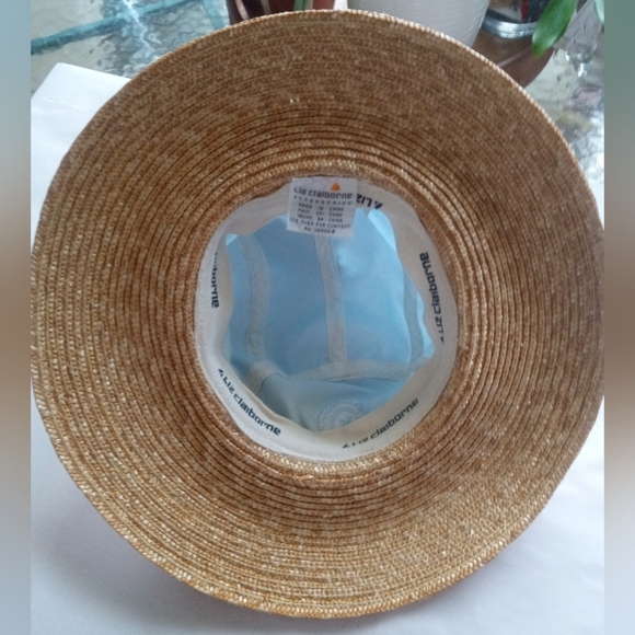 Sun Hat Golf Hat Liz Claiborne Womens Straw & Cotton Vintage Light Blue - Picture 3 of 7